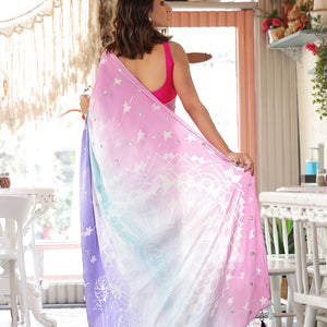 Aries Saree - Blue Pink Ombre