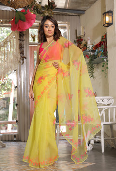 Nature's Jewel - Yellow Saree