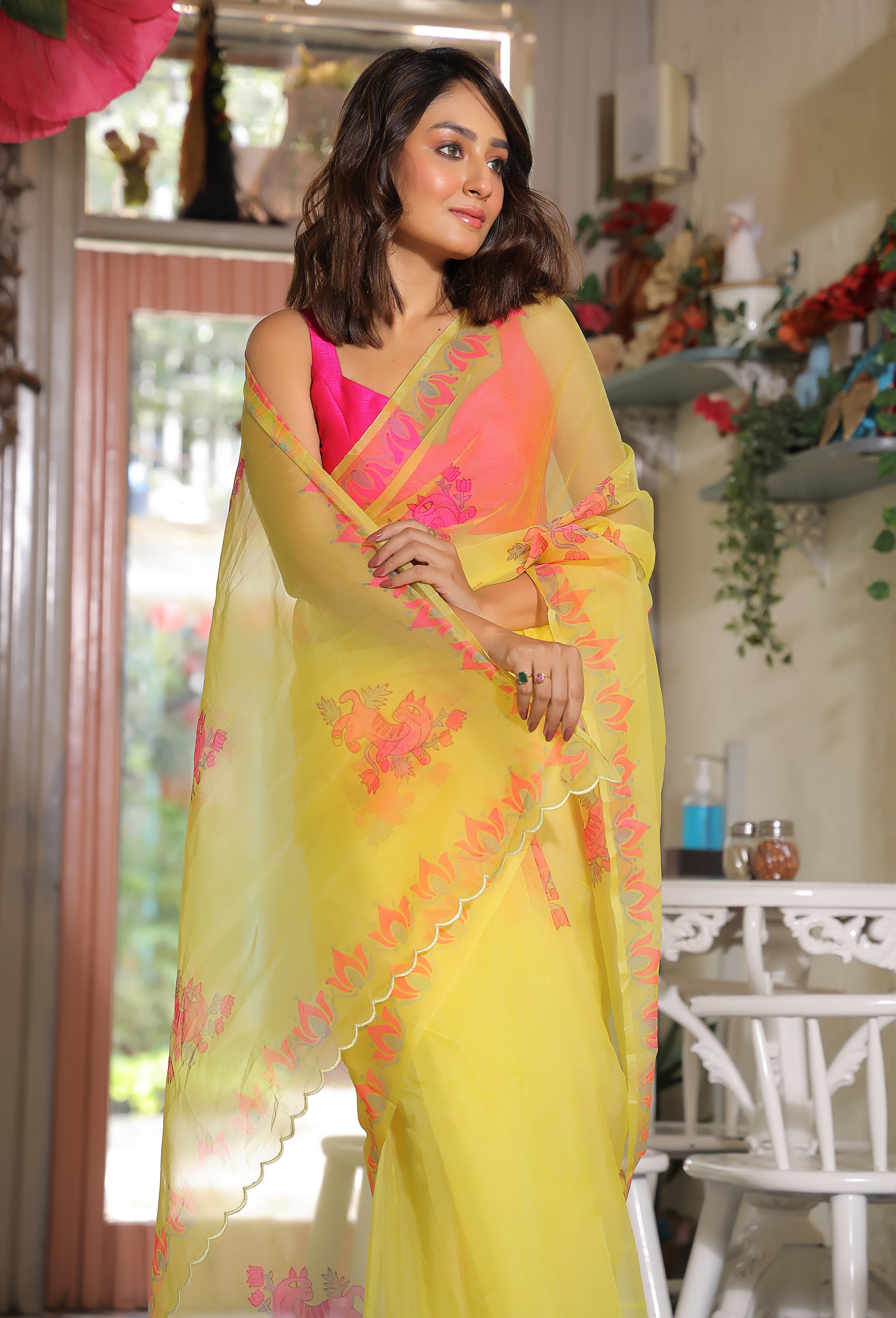 Nature's Jewel - Yellow Saree