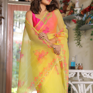 Nature's Jewel - Yellow Saree