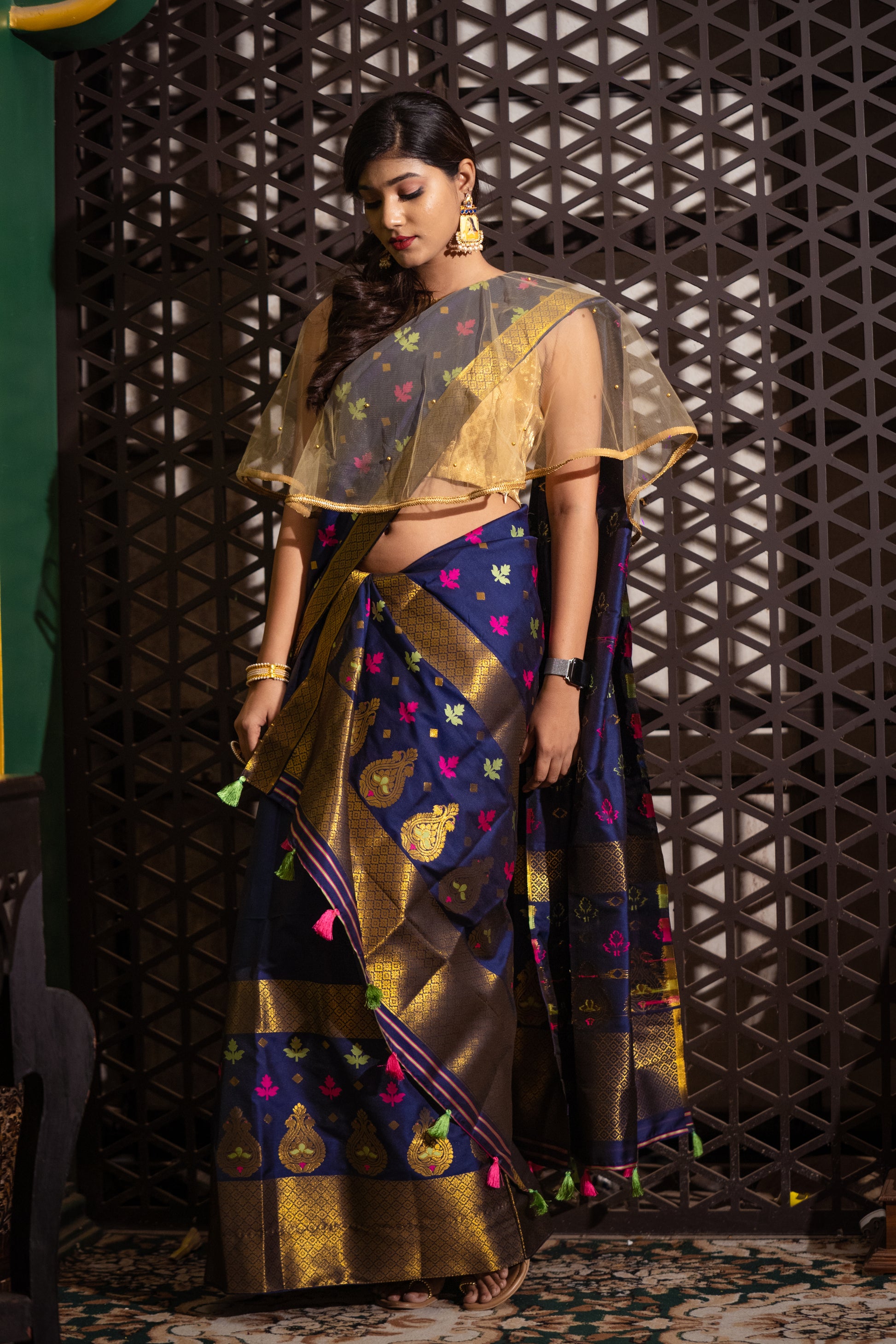 Leaf Blended Silk Mekhela