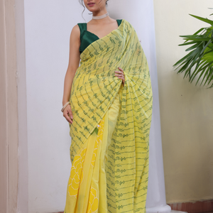 Amaira - Yellow Green - Two way saree