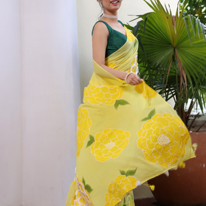 Amaira - Yellow Green - Two way saree