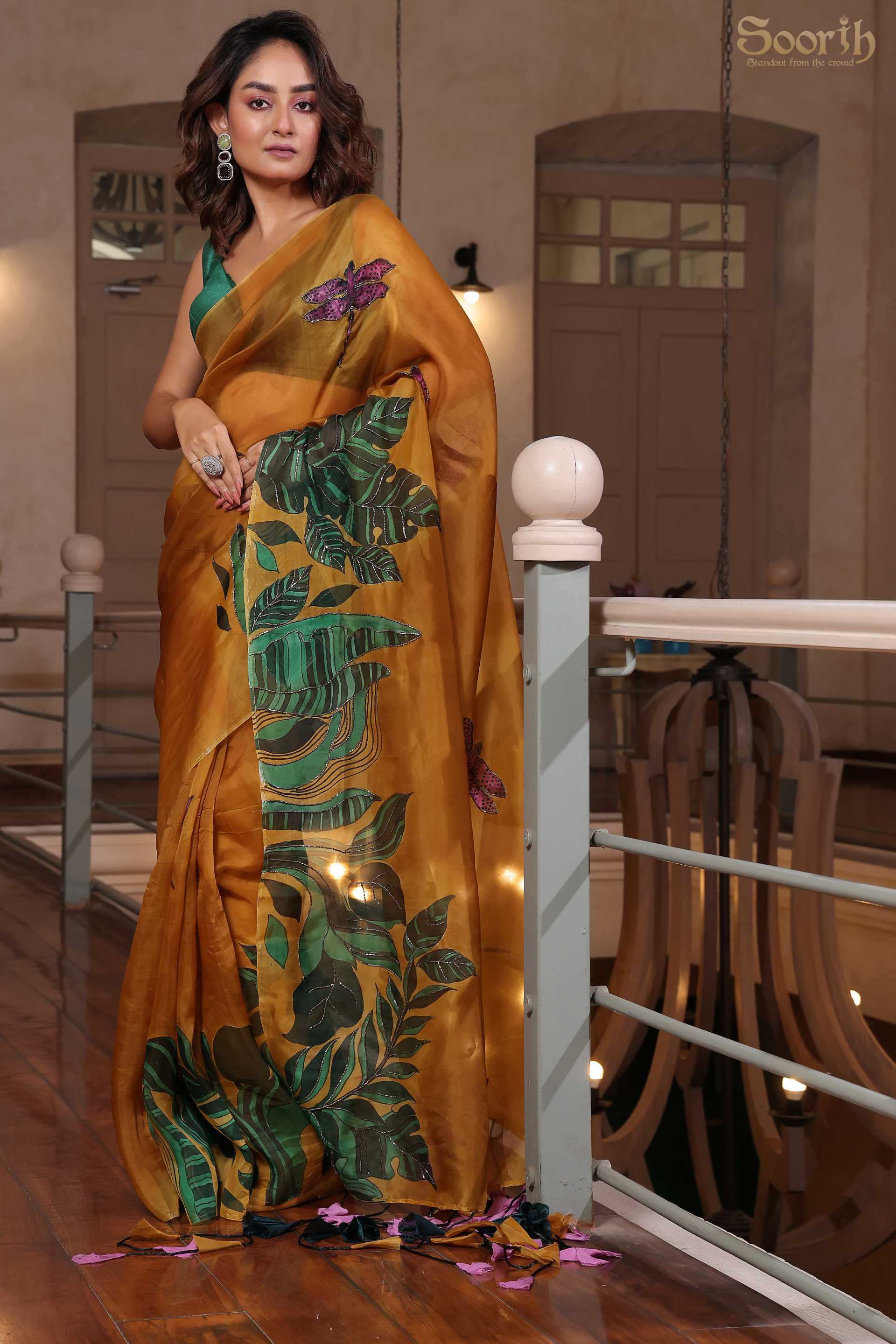 LeaFlight saree - yellow