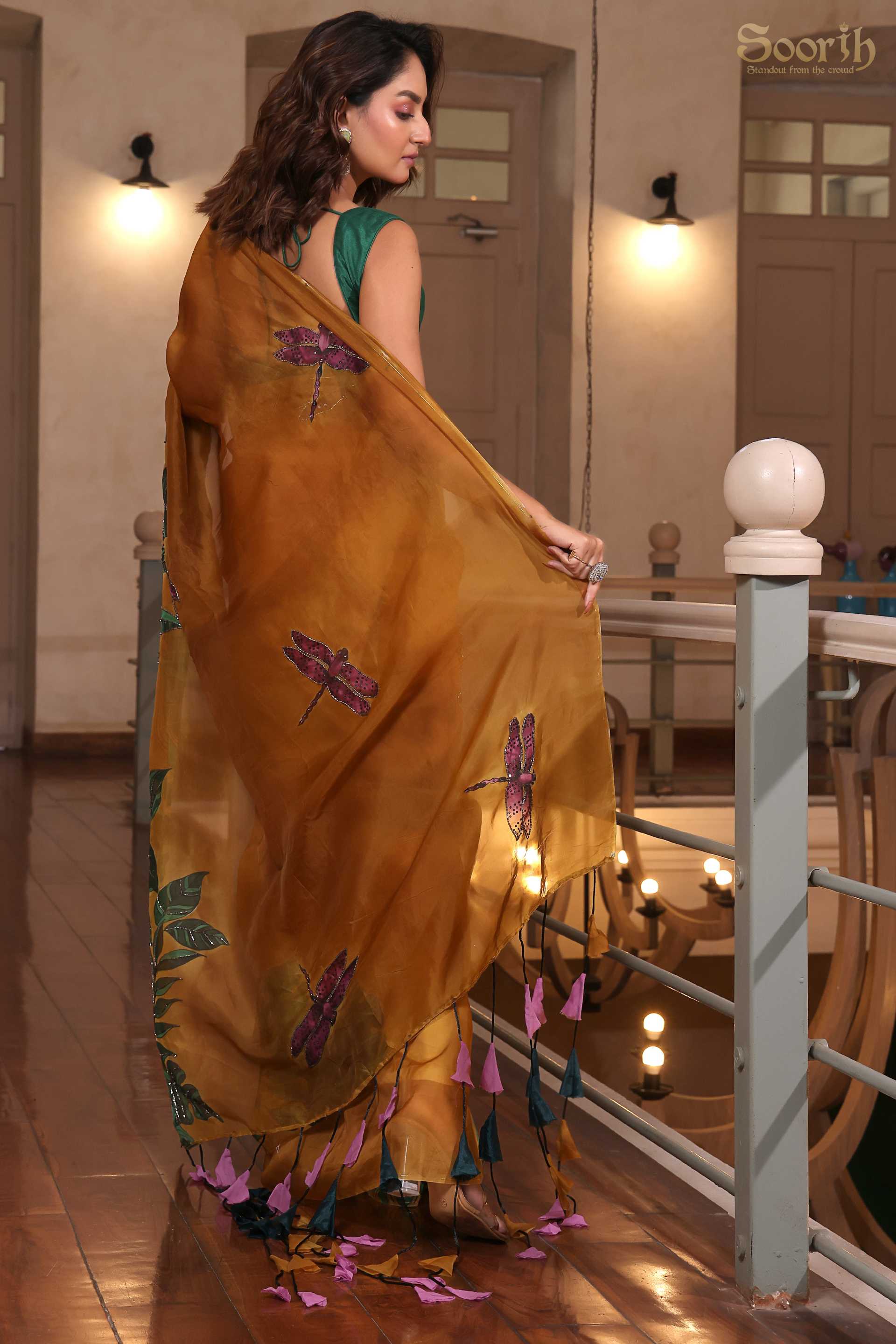 LeaFlight saree - yellow