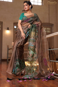 LeaFlight saree - grey