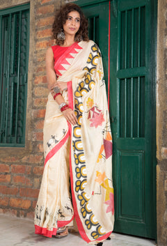 Warli Durga Paribar Utsab Silk Saree