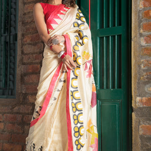 Warli Durga Paribar Utsab Silk Saree