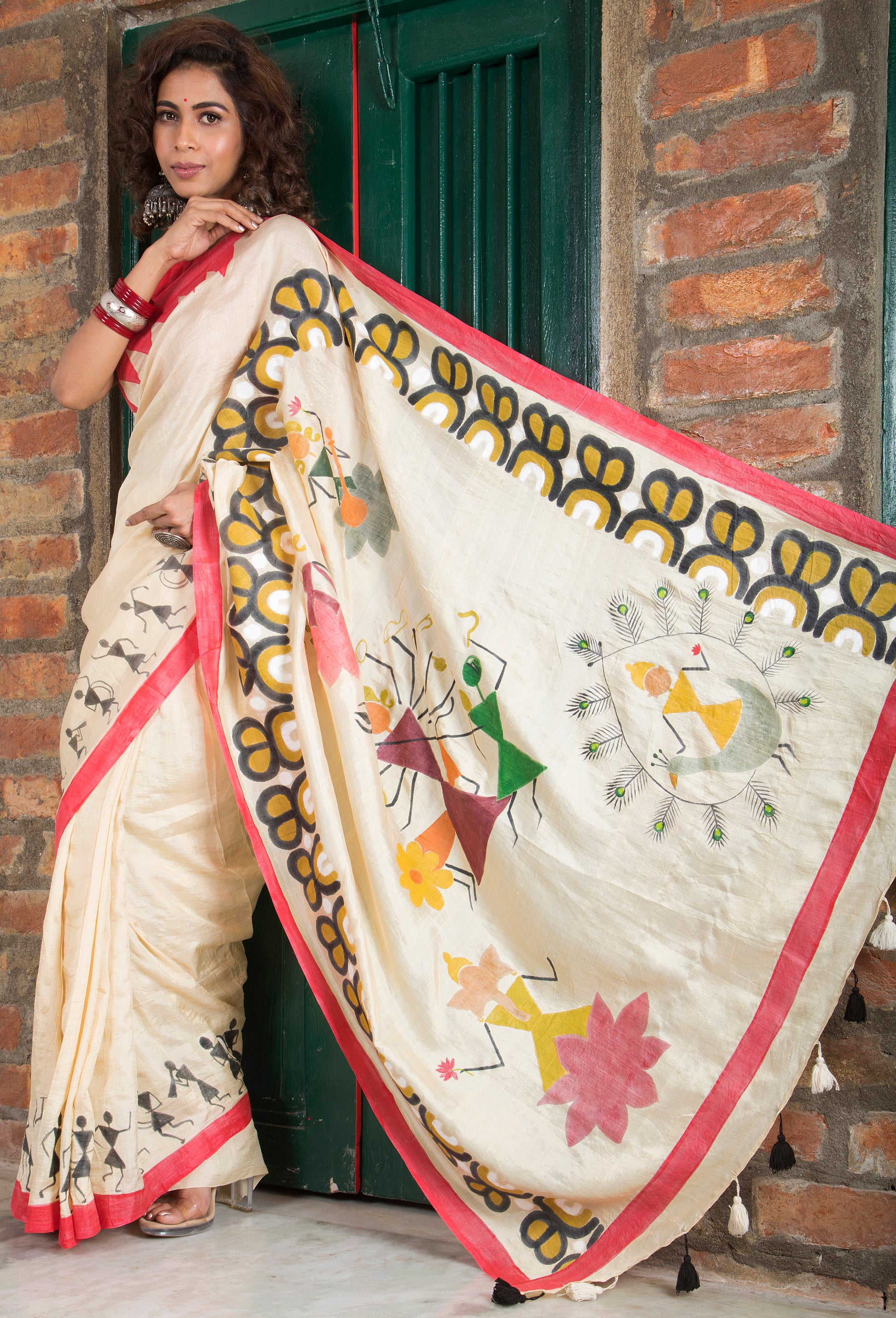 Warli Durga Paribar Utsab Silk Saree