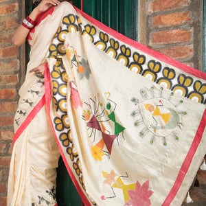 Warli Durga Paribar Utsab Silk Saree