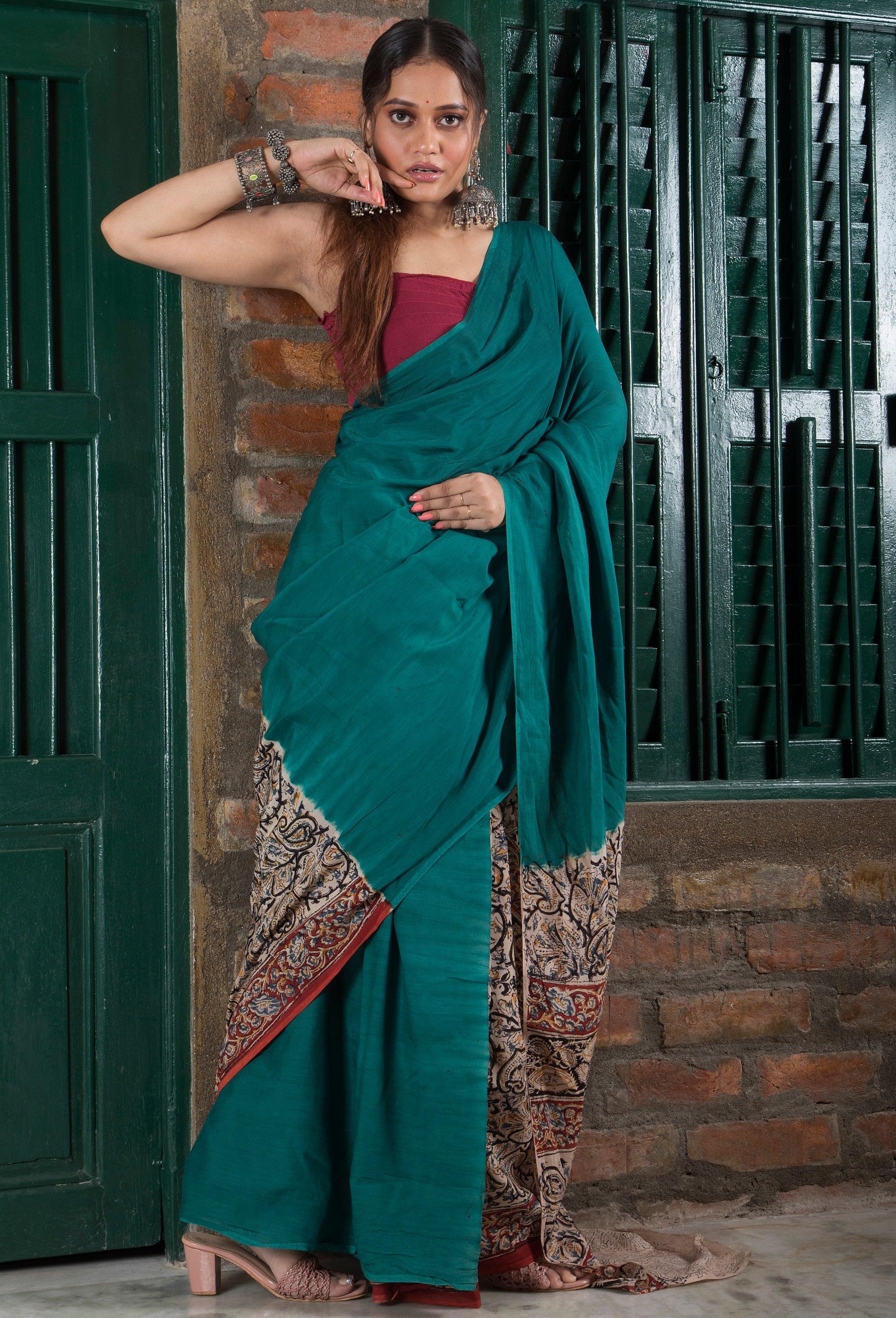 Patli Pallu Kalamkari Saree