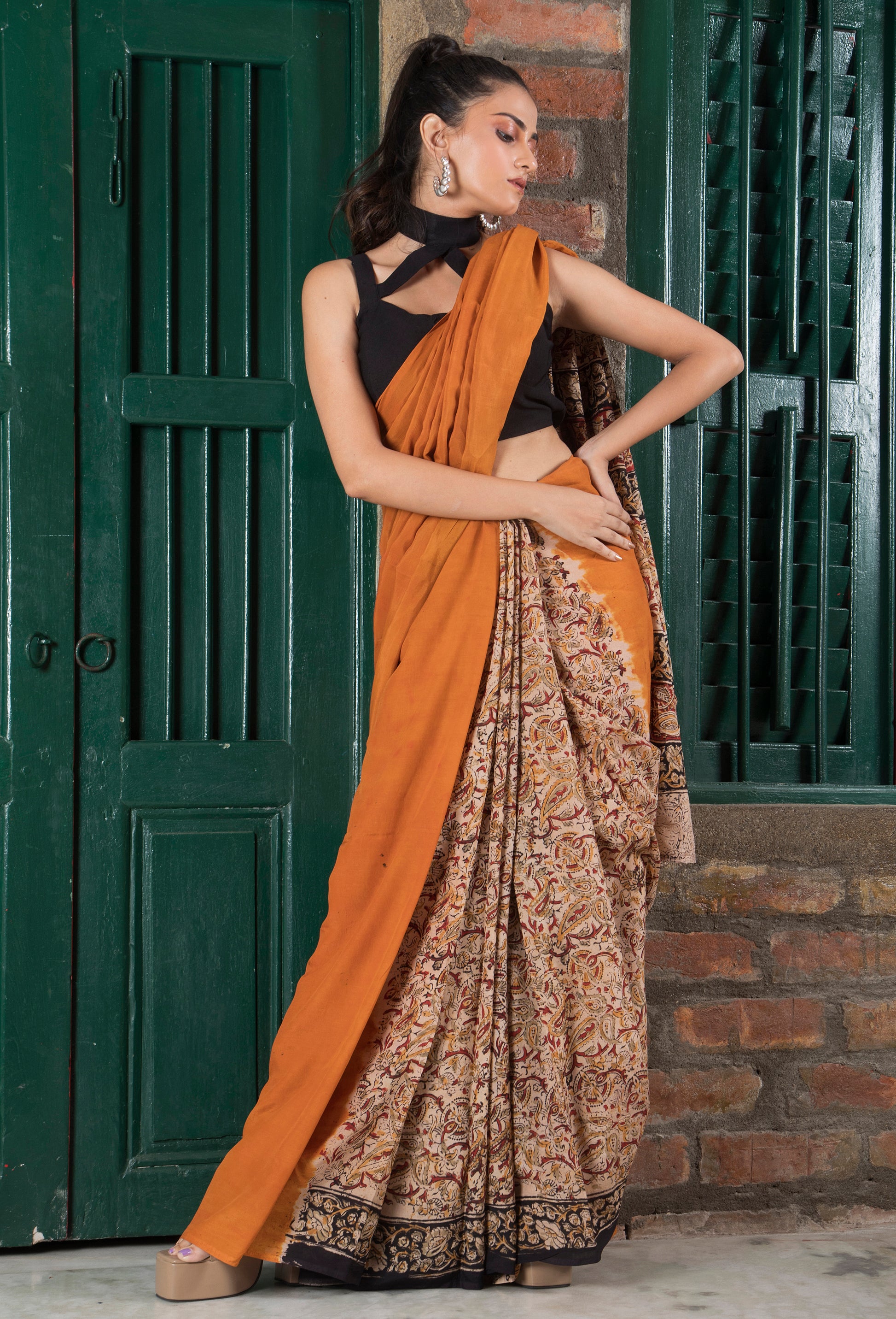 Patli Pallu Kalamkari Saree