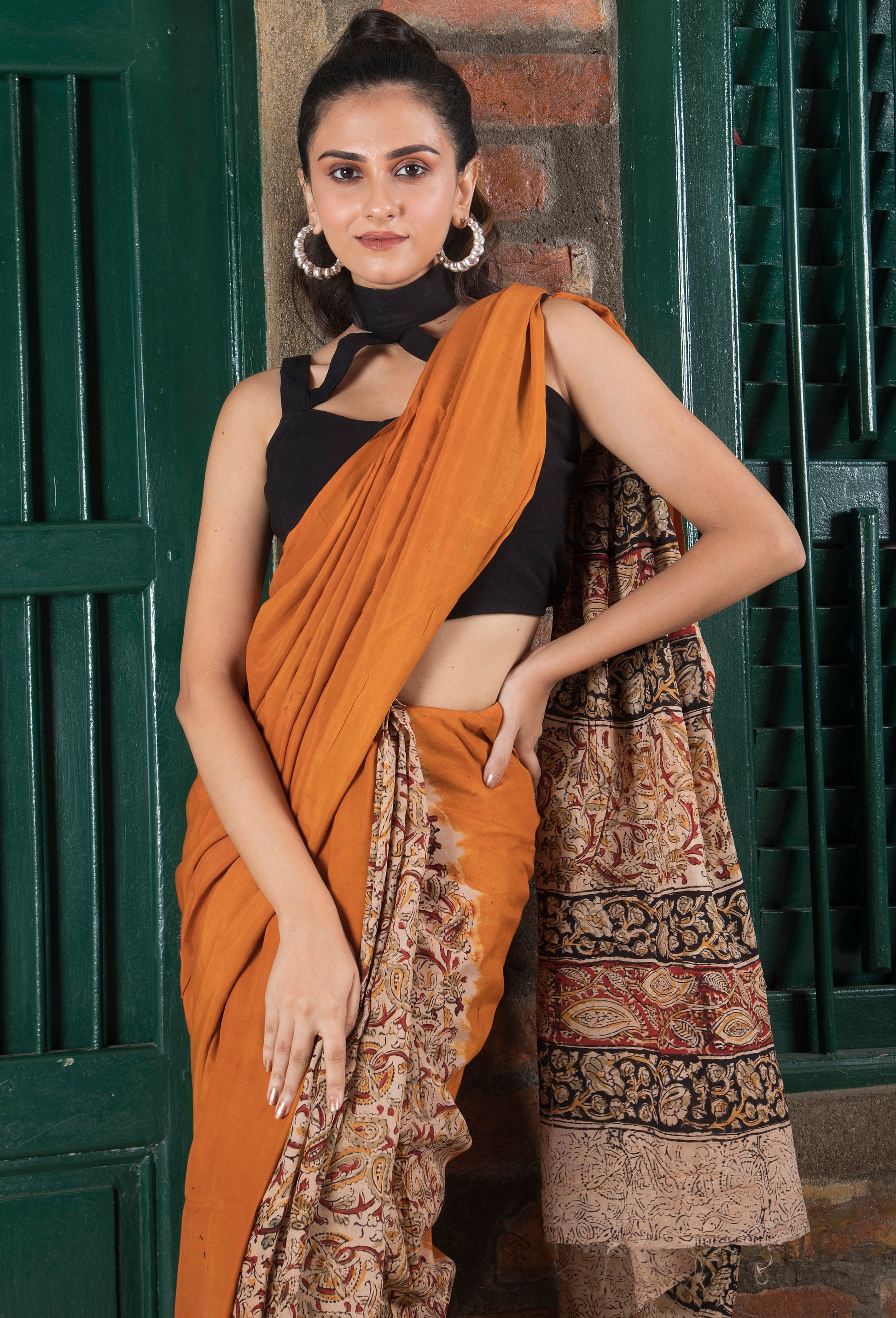 Patli Pallu Kalamkari Saree