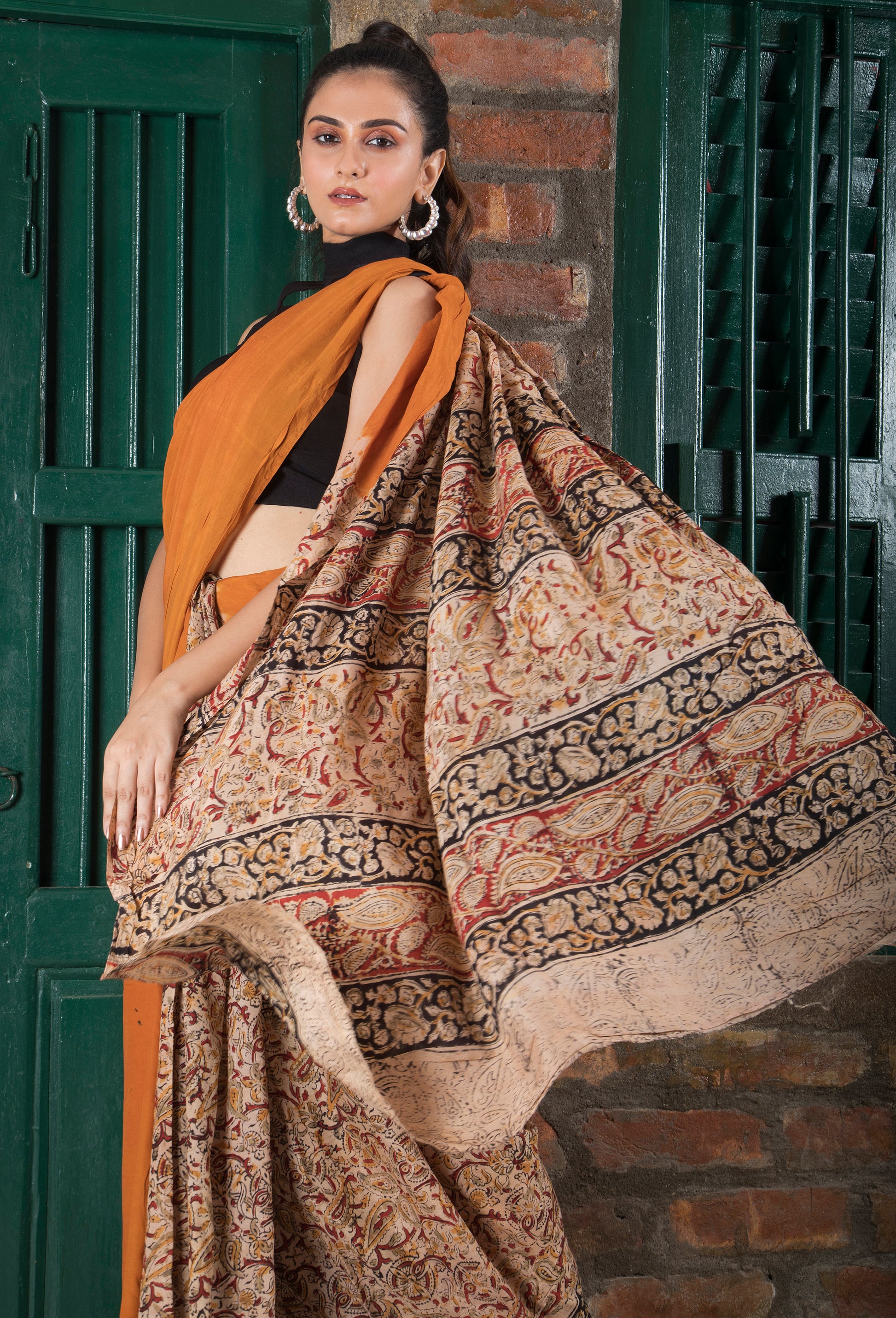 Patli Pallu Kalamkari Saree