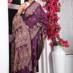 Handmade Kantha Embroidery Pure Bangalore Silk Saree