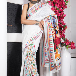 Jai Maa Pure Silk Kantha Stitch Saree