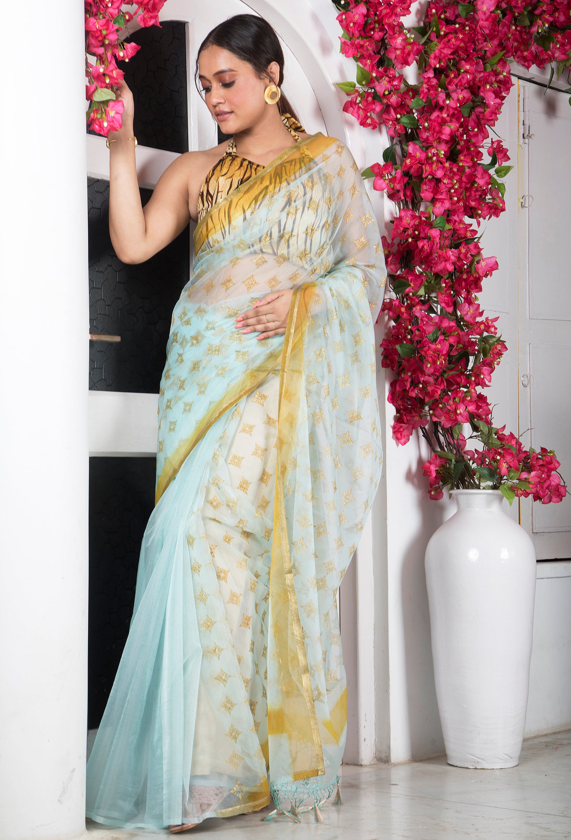 Soft Semi Organza Hand Block Print Saree