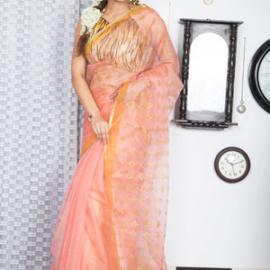 Soft Semi Organza Hand Block Print Saree