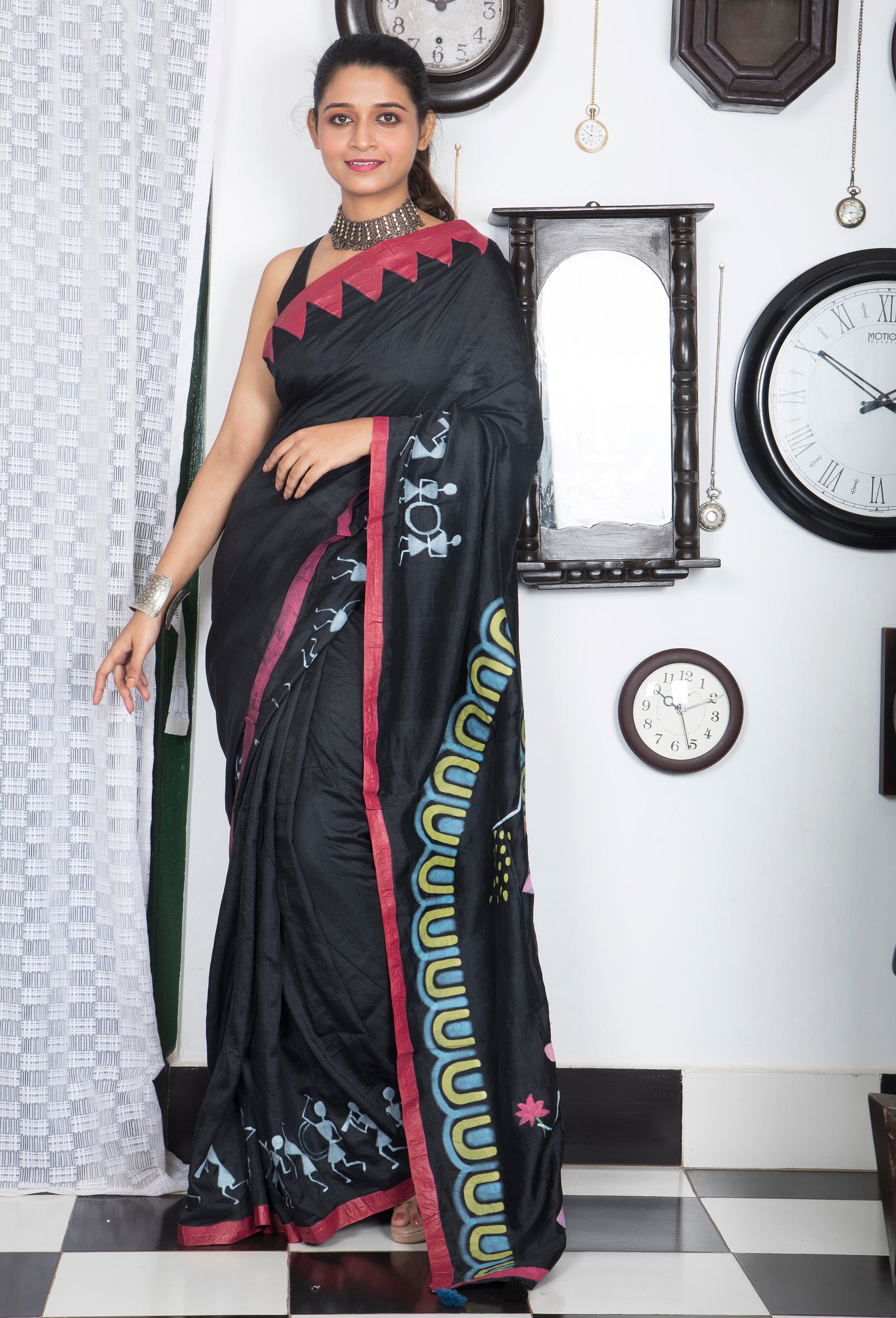 Warli Durga Paribar Utsab Silk Saree