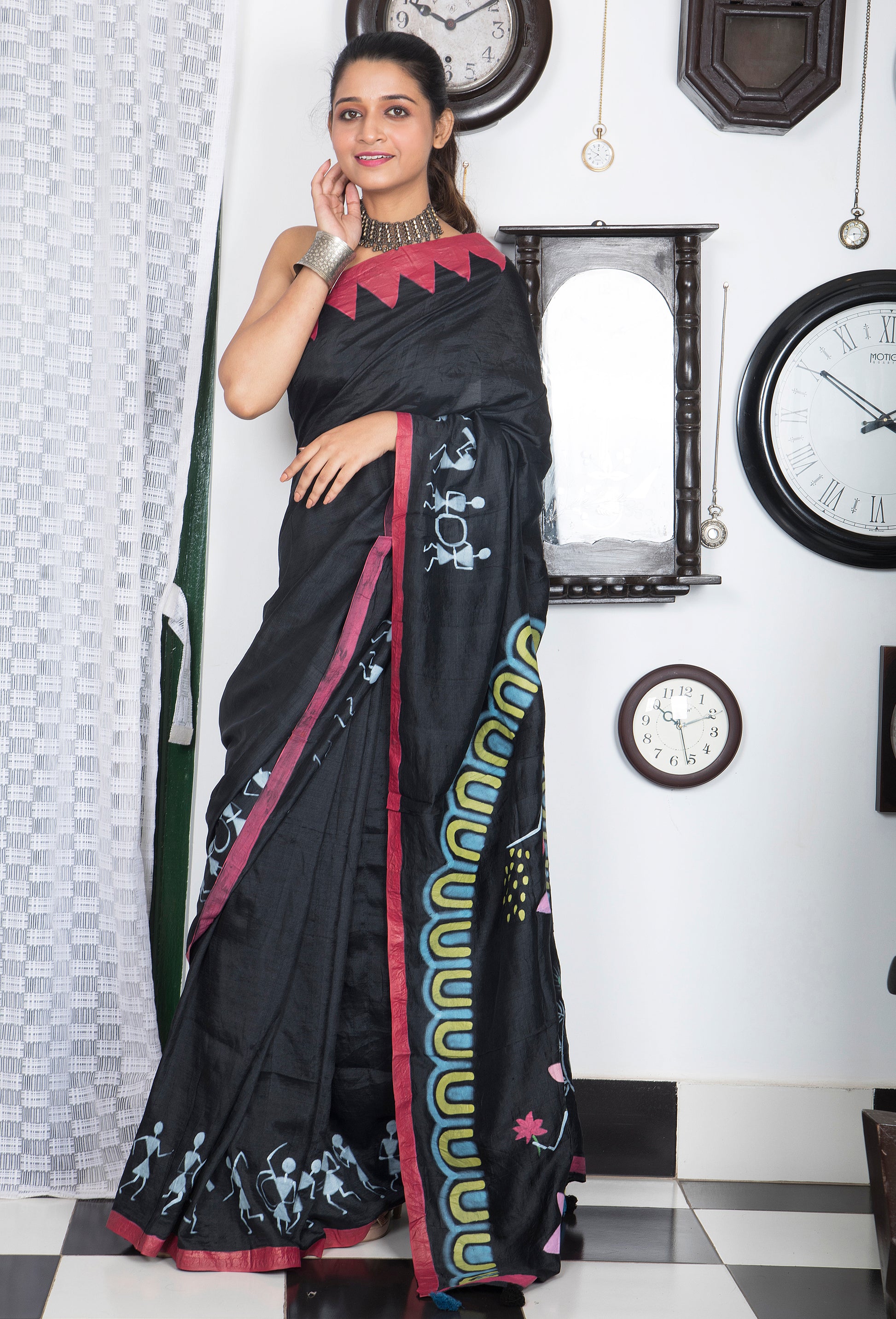Warli Durga Paribar Utsab Silk Saree