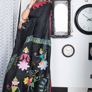 Warli Durga Paribar Utsab Silk Saree