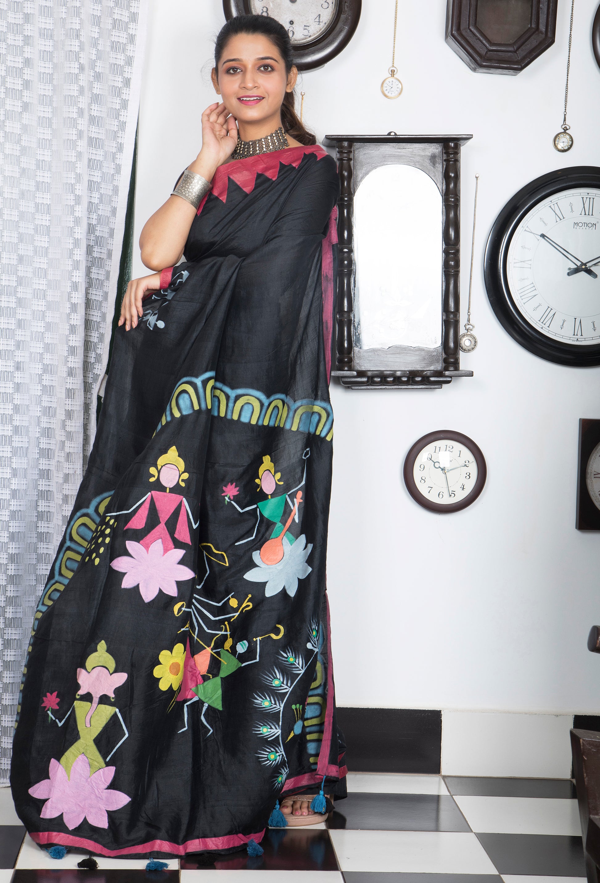 Warli Durga Paribar Utsab Silk Saree