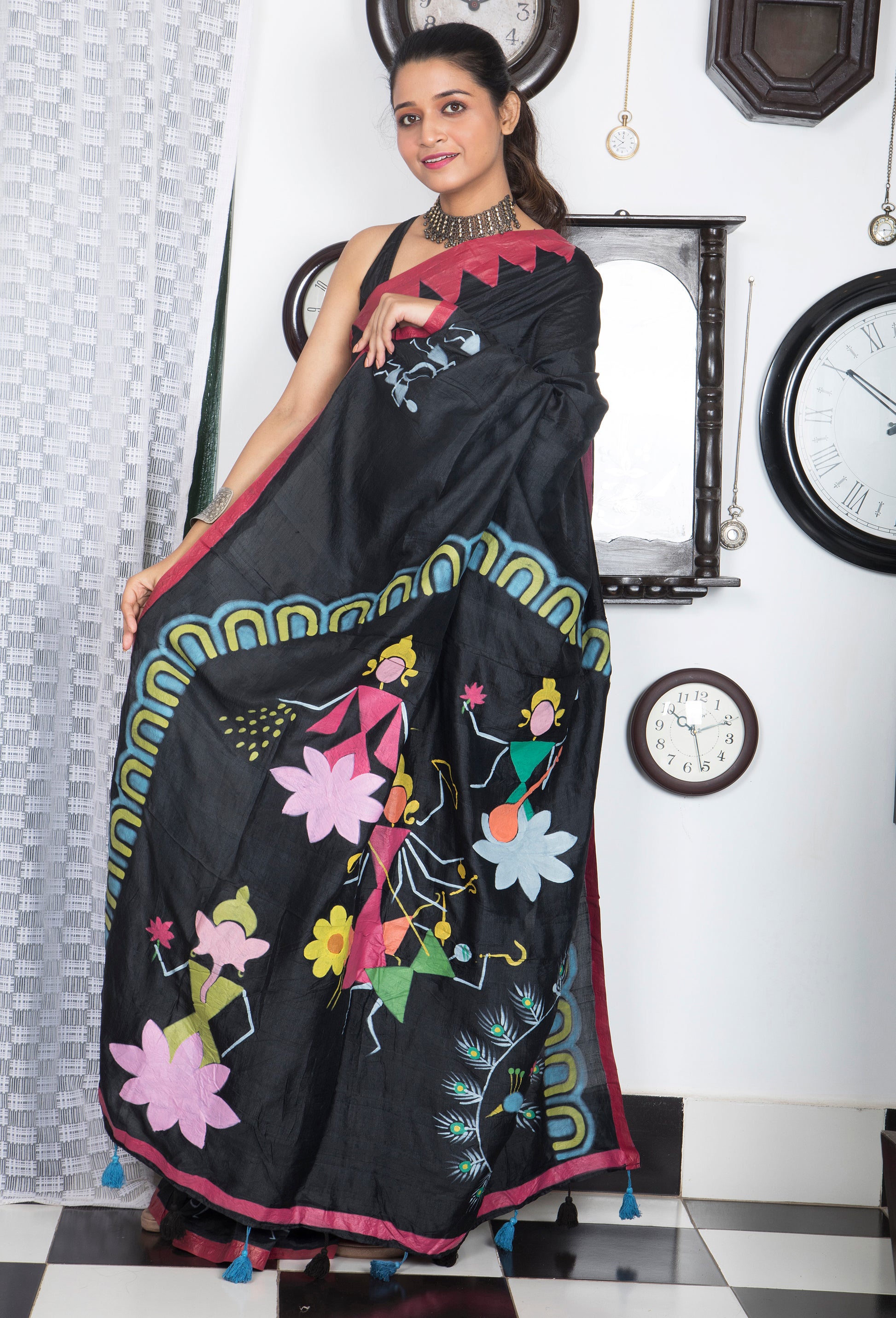Warli Durga Paribar Utsab Silk Saree