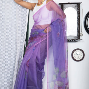 Soft Semi Organza Digital Floral Print Saree