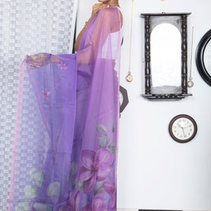 Soft Semi Organza Digital Floral Print Saree