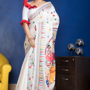 Jai Maa Pure Silk Kantha Stitch Saree