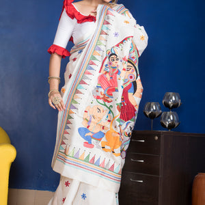 Jai Maa Pure Silk Kantha Stitch Saree