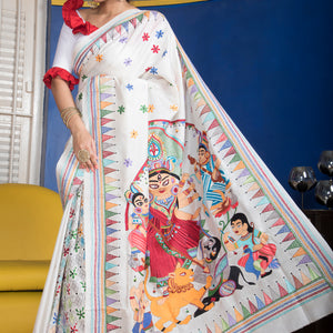 Jai Maa Pure Silk Kantha Stitch Saree