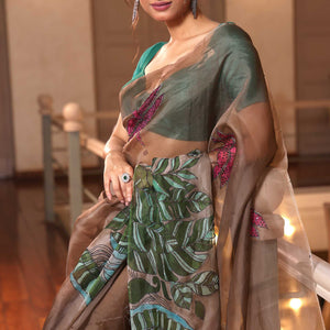 LeaFlight saree - grey