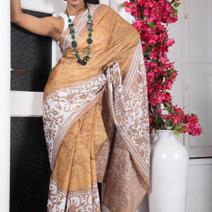 Handmade Batik Kantha Patli Pallu Saree