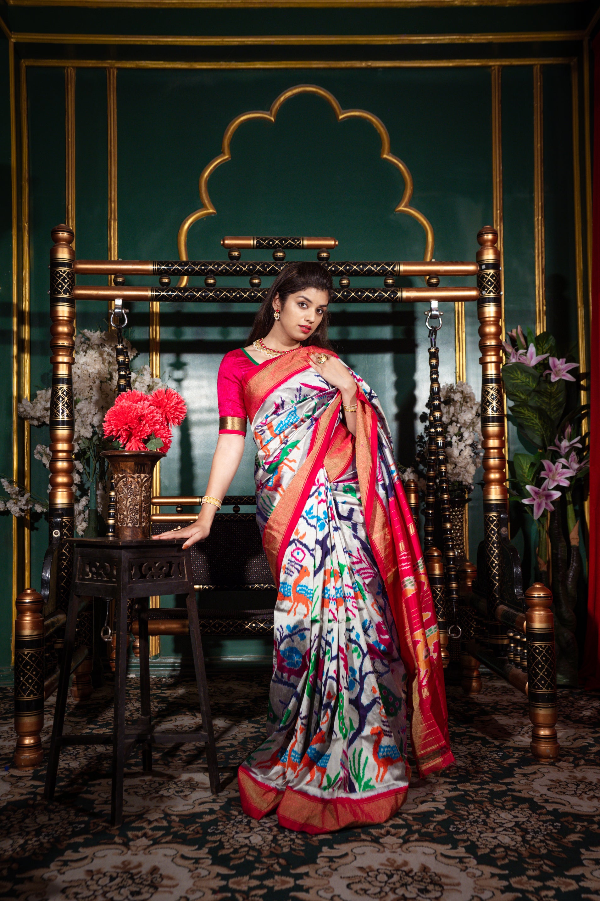 Pochampally Double Warp Ikkat Silk Saree