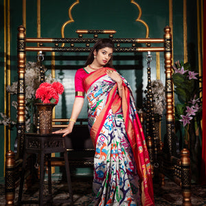 Pochampally Double Warp Ikkat Silk Saree