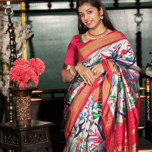 Pochampally Double Warp Ikkat Silk Saree