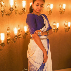 Cotton Hakoba Shibori Lace Saree