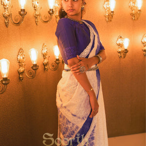 Cotton Hakoba Shibori Lace Saree