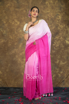 Pink Mul Cotton Ombre Saree