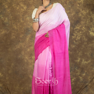 Pink Mul Cotton Ombre Saree