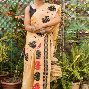 Tussar silk aam kolka mayur Handloom Mekhela