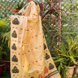 Tussar silk aam kolka mayur Handloom Mekhela