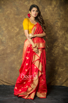 Golden Blended Cotton Handloom Saree