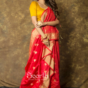 Golden Blended Cotton Handloom Saree