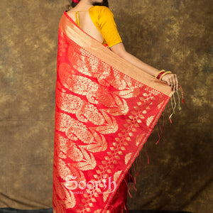 Golden Blended Cotton Handloom Saree