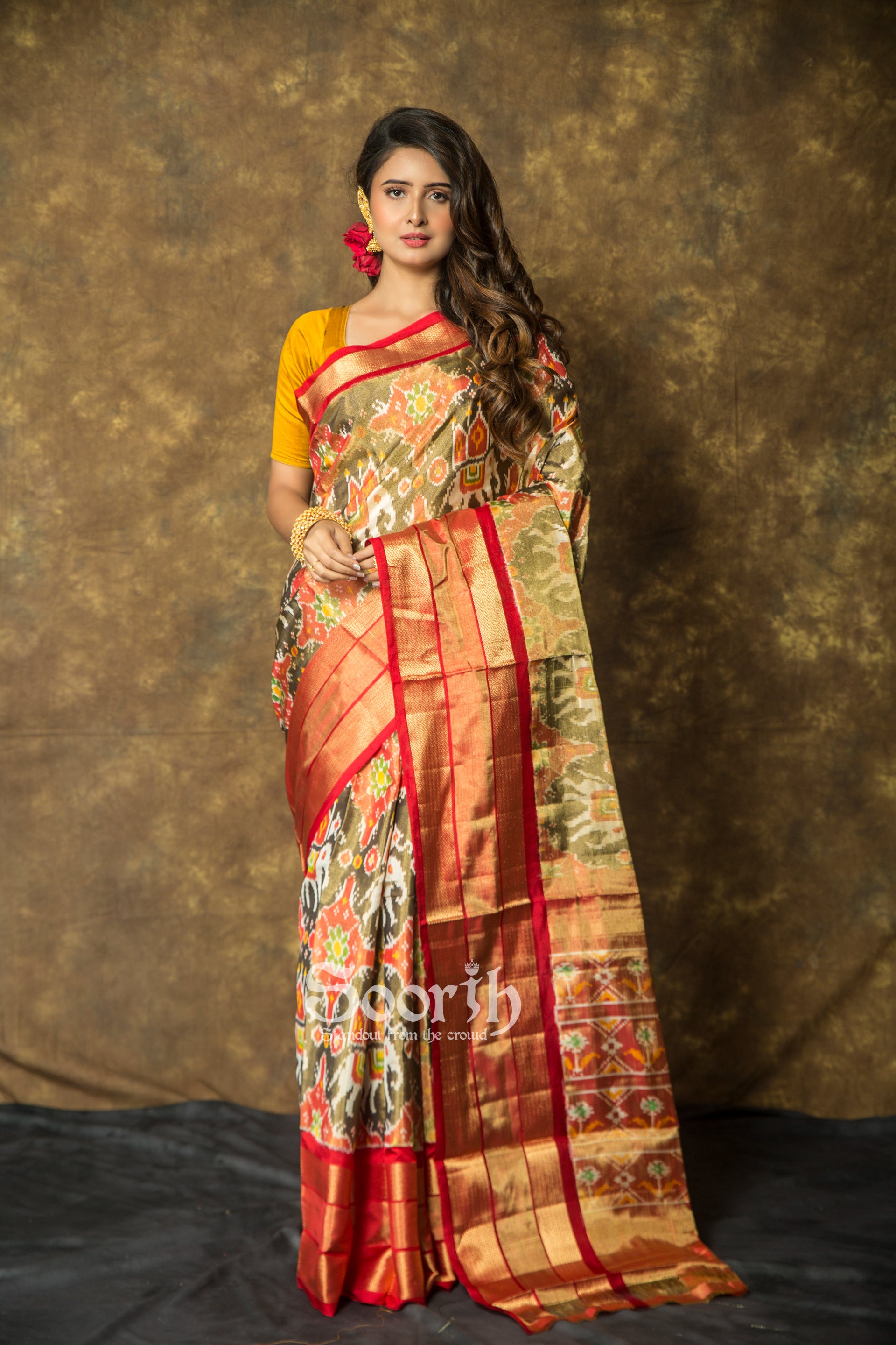 Multicolor Double Warp Patola Tissue Silk Saree