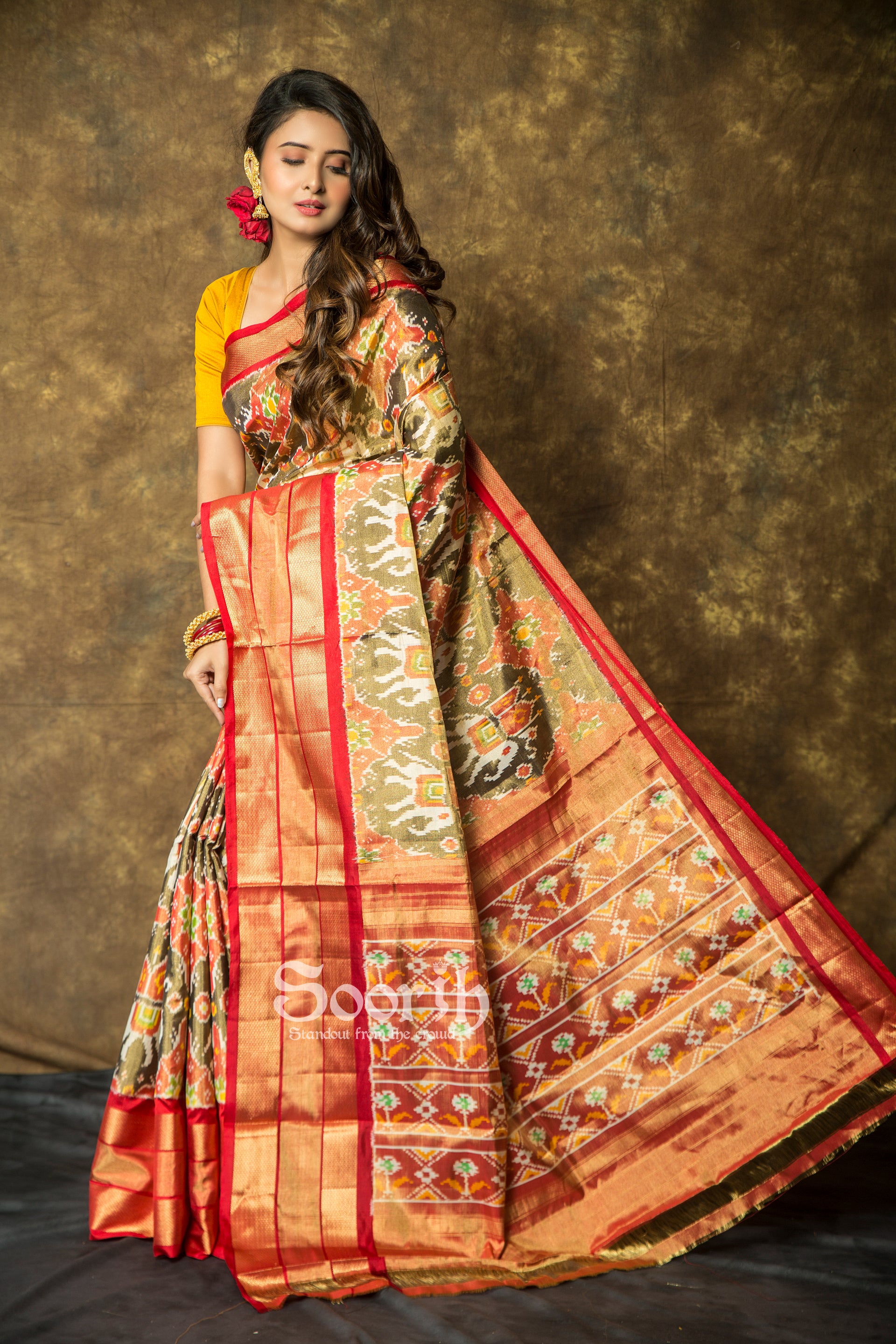 Multicolor Double Warp Patola Tissue Silk Saree