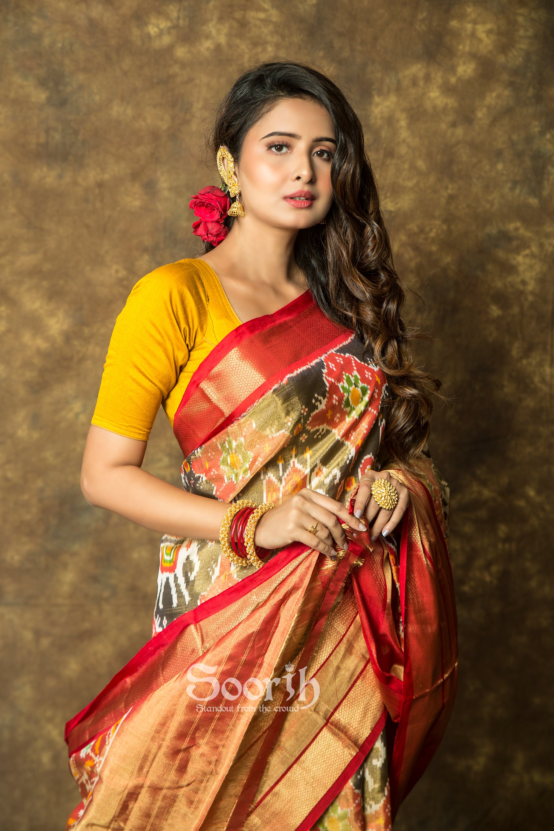 Multicolor Double Warp Patola Tissue Silk Saree