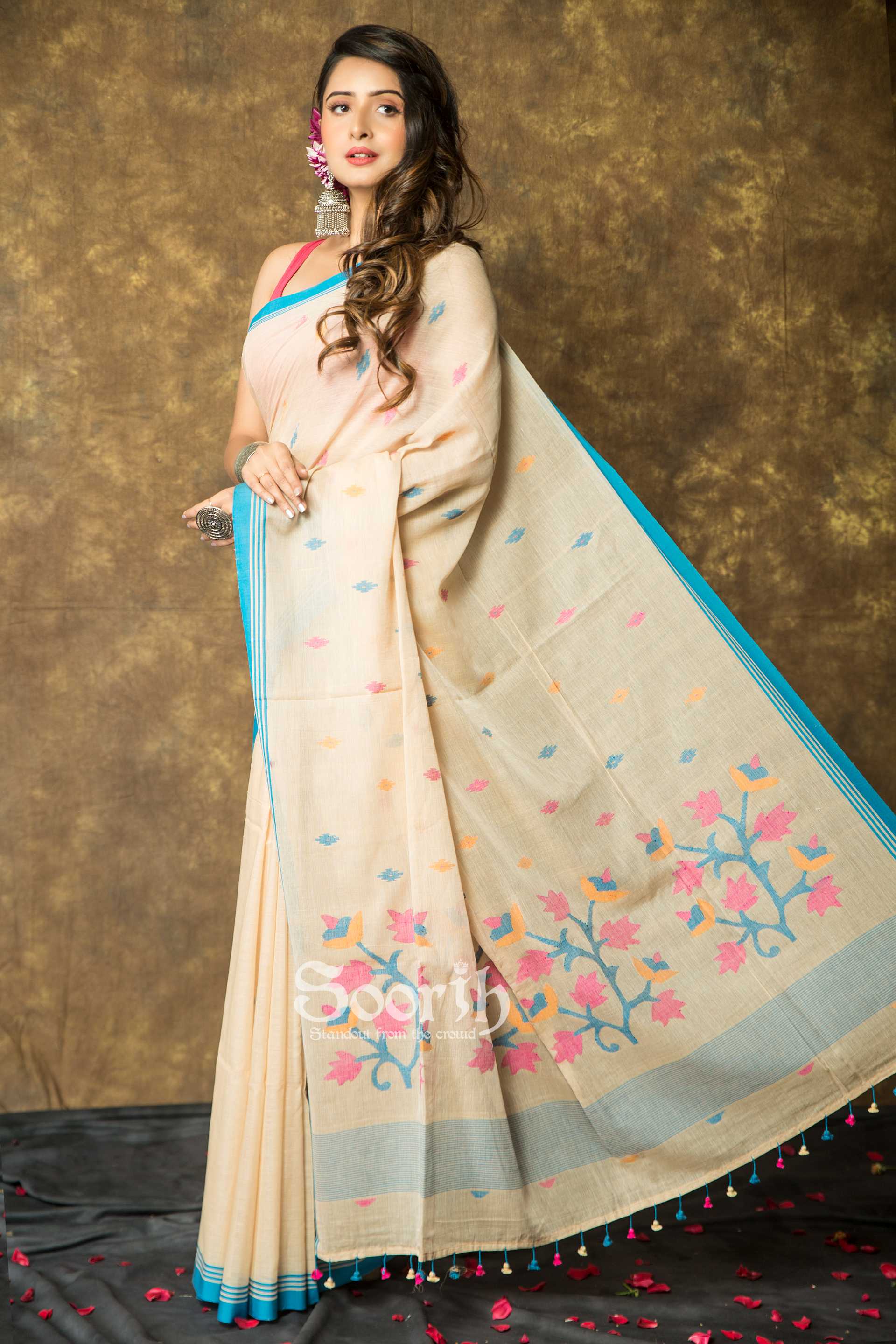 Mul Cotton Handloom Jamdani Saree